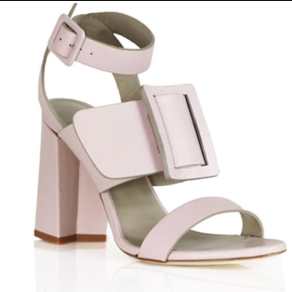 Dee Keller Blush Belle Block Heel Belted Sandals 9